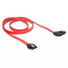   Delock 6 Gb/s SATA-kábel egyenes csatlakozódugóval > jobbra nézo SATA, 70 cm, piros, fém (DL-83970)