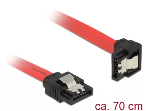 Delock 6 Gb/s sebességet biztosító SATA-kábel egyenes csatlakozódugóval > lefelé néző SATA-csatlakoz (DL-83980)