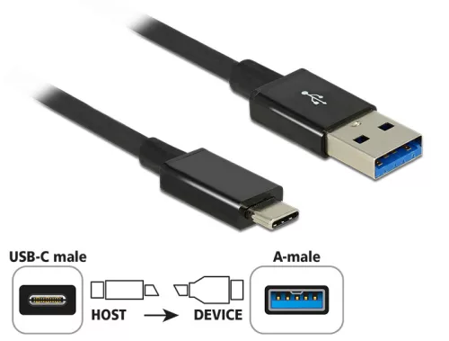 Delock SuperSpeed USB-kábel, 10 Gbps (USB 3.1 Gen 2) USB Type- C csatlakozódugóval > USB Type-A csa (DL-83983)