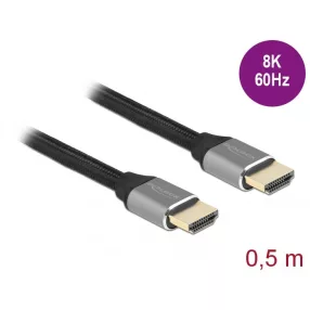   Delock Ultra nagy sebességű HDMI kábel 48 Gbps 8K 60 Hz szürke 0,5 m tanúsítvánnyal (DL-83994)