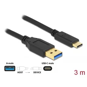   Delock SuperSpeed USB (USB 3.2 Gen 1) kábel A-típusú - USB Type-C  csatlakozó végekkel 3 m (DL-84006)
