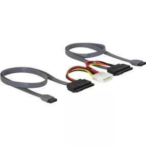   Delock SATA kábel 2 HDD-hez, all in one, 3Gbs, 10cm/50 cm (DL-84239)