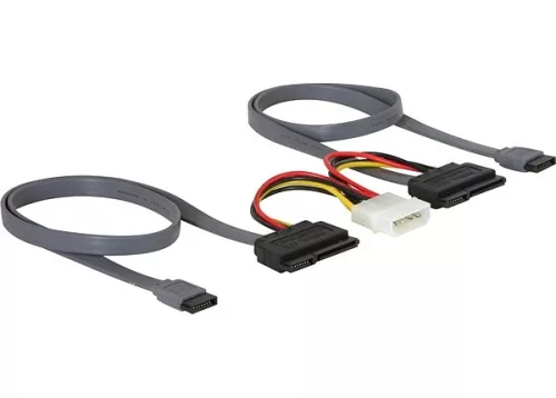 Delock SATA kábel 2 HDD-hez, all in one, 3Gbs, 10cm/50 cm (DL-84239)