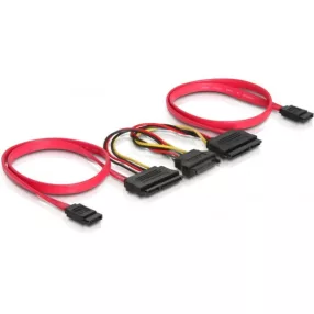   Delock SATA kábel 2 HDD-hez, all in one, 3 Gbs, 20cm/50cm (DL-84356)