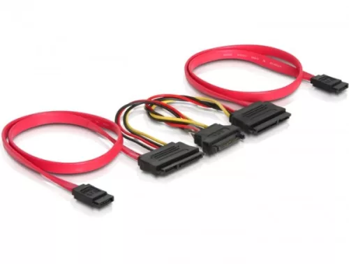 Delock SATA kábel 2 HDD-hez, all in one, 3 Gbs, 20cm/50cm (DL-84356)