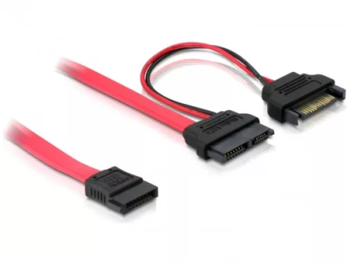 Delock Slim SATA 13 tűs - 7 tűs SATA + SATA táp kábel (DL-84418)