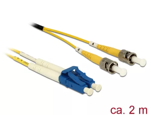 Delock Kábel, optikai szálas LC > ST egyszeres OS2, 2 m (DL-84612)