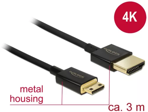 Delock Nagysebességű HDMI-kábel Ethernettel - HDMI-A-csatlakozódugó > HDMI Mini-C-csatlakozódugó, 3D (DL-84779)