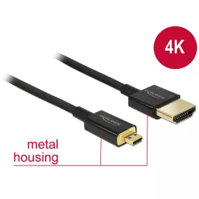   Delock Nagysebességű HDMI-kábel Ethernettel - HDMI-A-csatlakozódugó > HDMI Micro-D-csatlakozódugó,3D (DL-84781)