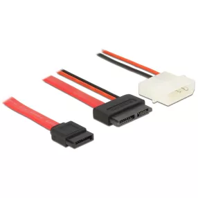   Delock kábel Slim SATA anya > SATA 7 tűs + 2 tűs tápcsatlakozó apa 50 cm (DL-84790)