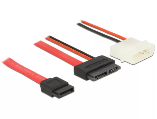 Delock kábel Slim SATA anya > SATA 7 tűs + 2 tűs tápcsatlakozó apa 70 cm (DL-84791)