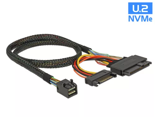 Delock Kábel SFF-8643 dugó > U.2 SFF-8639 + SATA tápcsatlakozó 50 cm (DL-84819)