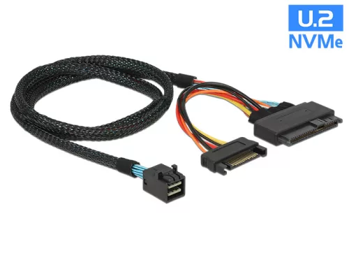 Delock Kábel SFF-8643 dugó > U.2 SFF-8639 dugó + SATA tápcsatlakozó 75 cm (DL-84821)