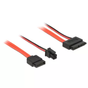   Delock SATA-kábel, 6 Gb/s, 7 tus csatlakozóhüvely + 4 tus csatlakozódugó > 13 tus Slim SATA-csatlako (DL-84848)