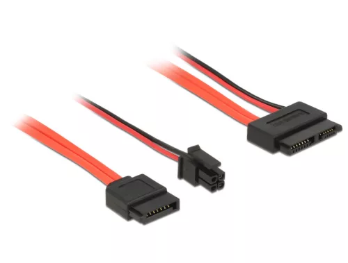 Delock SATA-kábel, 6 Gb/s, 7 tus csatlakozóhüvely + 4 tus csatlakozódugó > 13 tus Slim SATA-csatlako (DL-84848)