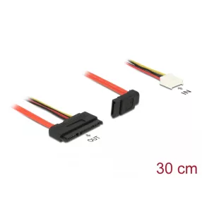   Delock SATA-kábel, 6 Gb/s, 7 tus csatlakozóhüvely + 4 tus Floppy-csatlakozóhüvely (5 V + 12 V) > SAT (DL-84852)