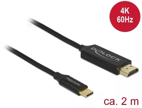 Delock USB Type-C koax kábel HDMI-hoz (DP Alt Mode) 4K 60 Hz 2 m (DL-84905)