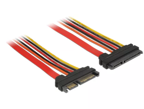 Delock Bovítokábel, SATA, 6 Gb/s, 22 tus csatlakozó > SATA 22 tus aljzat (3,3 V + 5 V + 12 V), 10 cm (DL-84917)