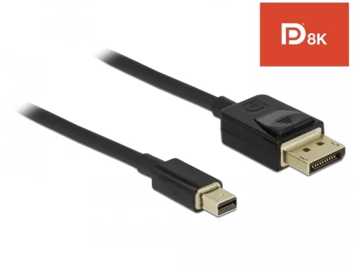 Delock Mini DisplayPort a DisplayPort-kábel 8K 60 Hz 2 m DP 8K tanúsítvánnyal (DL-84928)
