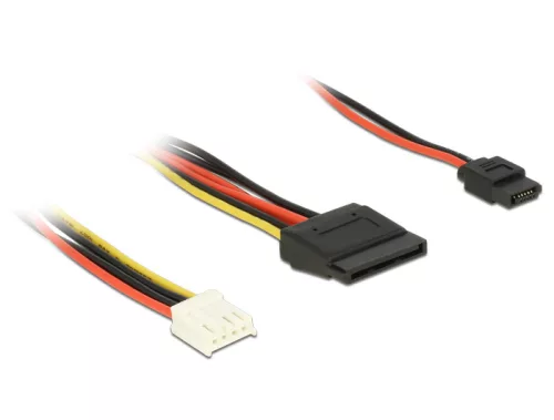 Delock Tápkábel 4 tus Floppy-csatlakozóhüvellyel > 15 tus SATA-csatlakozóhüvellyel (5 V + 12 V) + 6 (DL-84932)