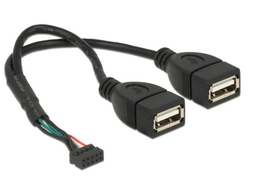 Delock USB 2.0-s csatlakozóhüvellyel ellátott kábel, 2,00 mm, 10 tus > 2 x USB 2.0 A-típusú csatlako