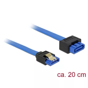   Delock SATA-bovítokábel, 6 Gb/s, hüvely, egyenes > SATA dugó, egyenes, 20 cm, kék, reteszes típusú (DL-84971)