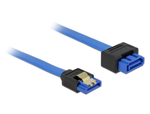 Delock SATA-bovítokábel, 6 Gb/s, hüvely, egyenes > SATA dugó, egyenes, 30 cm, kék, reteszes típusú (DL-84972)