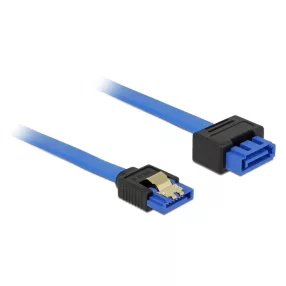   Delock SATA-bovítokábel, 6 Gb/s, hüvely, egyenes > SATA dugó, egyenes, 100 cm, kék, reteszes típusú (DL-84975)