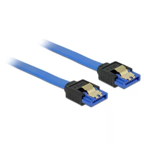   Delock SATA-kábel, 6 Gb/s, hüvely, egyenes > SATA hüvely, egyenes, 30 cm, kék aranyszínu kapcsokkal (DL-84978)