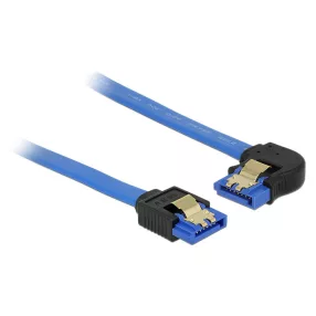   Delock SATA-kábel, 6 Gb/s, hüvely, egyenes > SATA hüvely, balra nézo csatlakozódugóval, 20 cm, kék a (DL-84983)