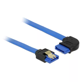   Delock SATA-kábel, 6 Gb/s, hüvely, egyenes > SATA hüvely, jobbra nézo csatlakozódugóval, 50 cm, kék (DL-84991)