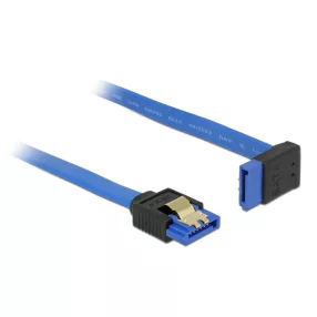   Delock SATA-kábel, 6 Gb/s, hüvely, egyenes > SATA hüvely, felfelé ívelt, 50 cm, kék aranyszínu kapcs (DL-84997)