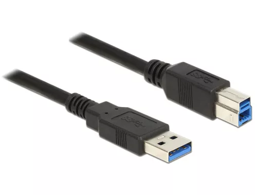 Delock USB 3.0-s kábel A-típusú csatlakozódugóval > USB 3.0-s, B-típusú csatlakozódugóval, 5,0 m, fe (DL-85070)