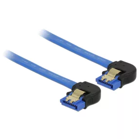   Delock SATA-kábel, 6 Gb/s, hüvely, lefelé ívelt > SATA hüvely, lefelé ívelt, 20 cm, kék aranyszínu k (DL-85095)