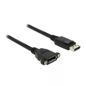   Delock Kábel, Displayport 1.2 dugó > Displayport hüvely, panelrögzítés, 4K 60 Hz 1 m (DL-85114)