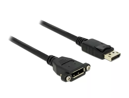 Delock Kábel, Displayport 1.2 dugó > Displayport hüvely, panelrögzítés, 4K 60 Hz 1 m (DL-85114)