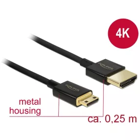   Delock Nagysebességű HDMI-kábel Ethernettel - HDMI-A-csatlakozódugó > HDMI Mini-C-csatlakozódugó, 3D (DL-85118)