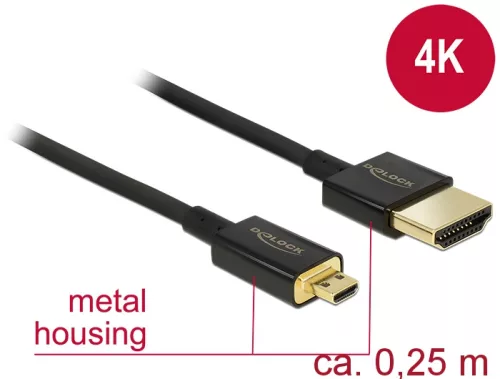 Delock Nagysebességű HDMI-kábel Ethernettel - HDMI-A-csatlakozódugó > HDMI Micro-D-csatlakozódugó, 3 (DL-85119)