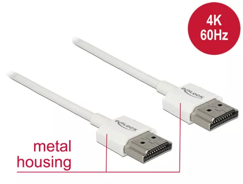 Delock HDMI-kábel Ethernettel - HDMI-A-csatlakozódugó > HDMI-A-csatlakozódugó, 3D, 4K,0,5 m, vékony (DL-85121)