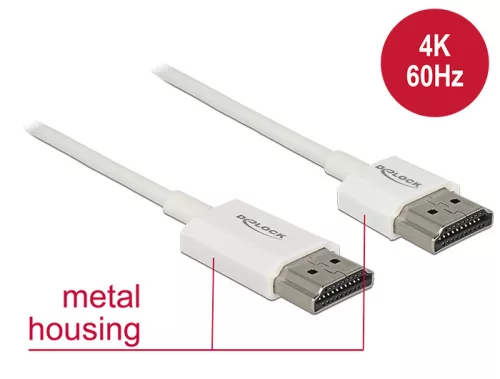 Delock HDMI-kábel Ethernettel - HDMI-A-csatlakozódugó > HDMI-A-csatlakozódugó, 3D, 4K, 3 m, vékony (DL-85138)