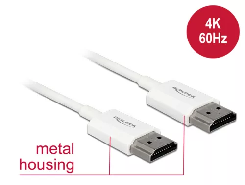 Delock HDMI-kábel Ethernettel - HDMI-A-csatlakozódugó > HDMI-A-csatlakozódugó, 3D, 4K, 4,5 m, vékony (DL-85139)