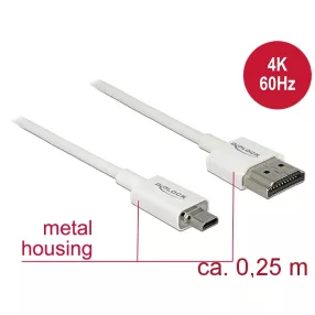   Delock Kábel Nagysebességű HDMI Ethernettel - HDMI-A-csatlakozódugó > HDMI Micro-D-csatlakozódugó, 3 (DL-85147)