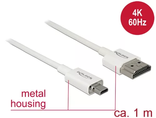 Delock Kábel Nagysebességű HDMI Ethernettel - HDMI-A-csatlakozódugó > HDMI Micro-D-csatlakozódugó, 3 (DL-85149)