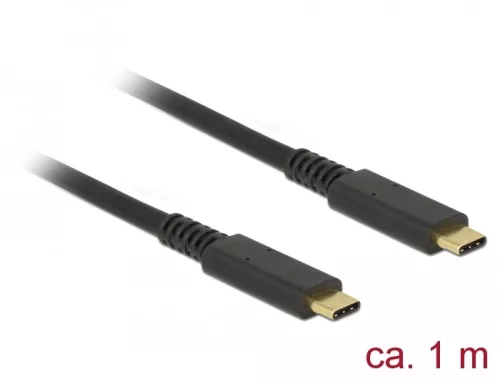 Delock USB 3.1 Gen 2 (10 Gbps) kábel Type-C  a Type-C  1 m PD 3 A E-Marker koaxiális (DL-85207)