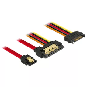   Delock SATA-kábel, 6 Gb/s, 7 tus csatlakozóhüvely + 15 tus SATA-csatlakozódugó > 22 tus SATA-csatlak (DL-85228)