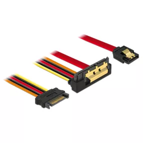   Delock SATA-kábel, 6 Gb/s, 7 tus csatlakozóhüvely + 15 tus SATA-csatlakozódugó > 22 tus SATA-csatlak (DL-85229)