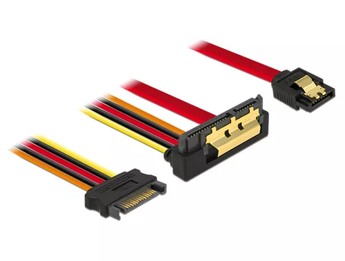 Delock SATA-kábel, 6 Gb/s, 7 tus csatlakozóhüvely + 15 tus SATA-csatlakozódugó > 22 tus SATA-csatlak (DL-85229)