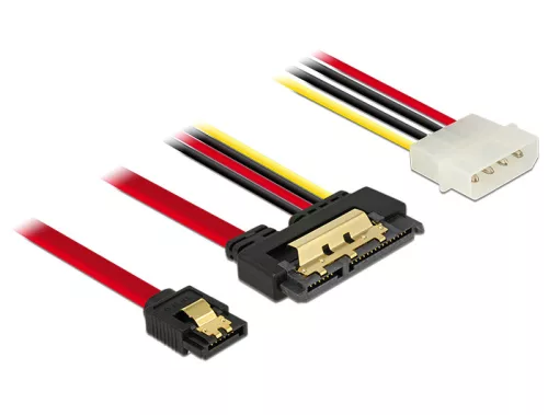Delock SATA-kábel, 6 Gb/s, 7 tus csatlakozóhüvely + 4 tus Molex-csatlakozódugó > 22 tus SATA-csatlak (DL-85230)