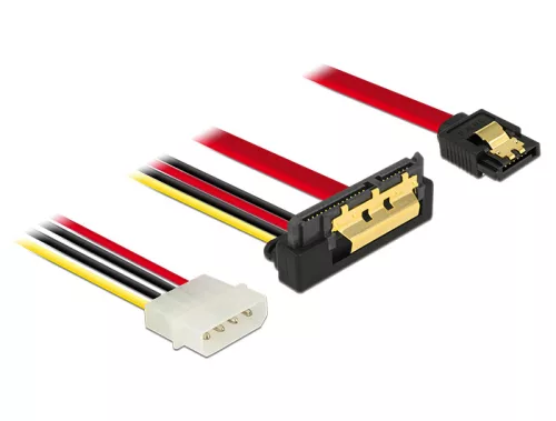 Delock SATA-kábel, 6 Gb/s, 7 tus csatlakozóhüvely + 4 tus Molex-csatlakozódugó > 22 tus SATA-csatlak (DL-85231)