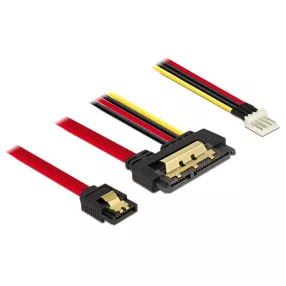   Delock SATA-kábel, 6 Gb/s, 7 tus csatlakozóhüvely + 4 tus Floppy-csatlakozódugó > 22 tus SATA-csatla (DL-85232)
